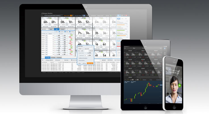 photo of phone, tablet, and computer with trading app